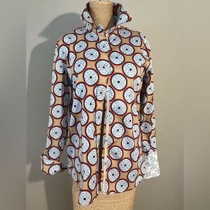 Stylish Women's Patterned Blouse - Blue and Brown